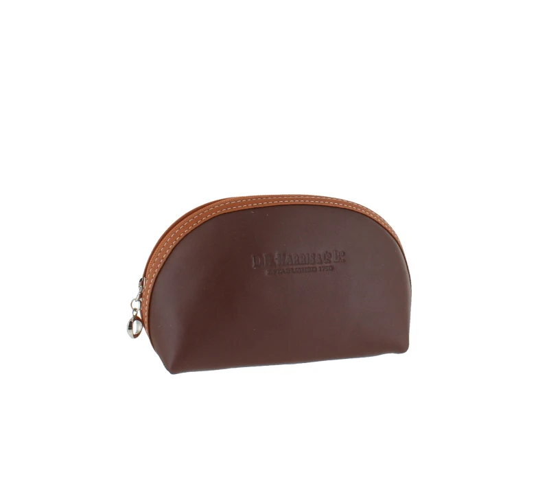 D. R. Harris Small Oval Wash Bag Brown & Tan 1 D. R. Harris Small Oval Wash Bag Brown & Tan