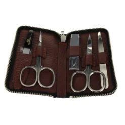 D. R. Harris 5 Piece Brown Zip Up Manicure Set