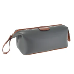 D. R. Harris Grey Leather Wash Bag