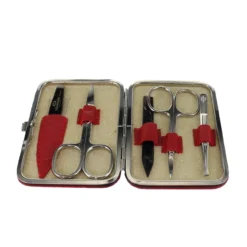 D. R. Harris 5 Piece Red Hard Case Manicure Set