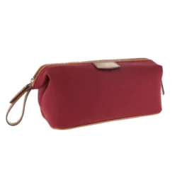 D. R. Harris Canvas and Leather Wash Bag - Burgundy