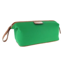 D. R. Harris Canvas and Leather Wash Bag- Green