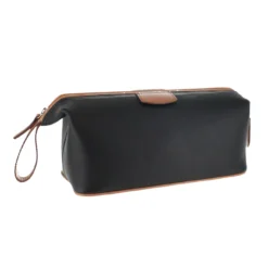 D. R. Harris Leather Wash Bag- Black