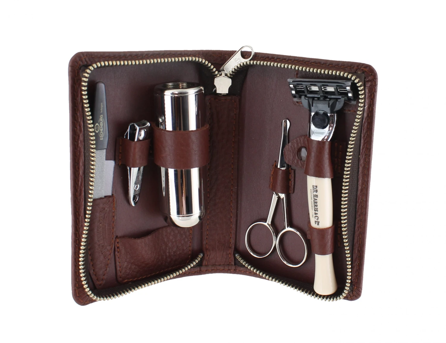 D. R. Harris Brown Zip Up Travel Shaving Set 1 D. R. Harris Brown Zip Up Travel Shaving Set